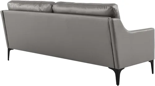 Miniatura 7 de Modway Sofá Corland de cuero y metal de estilo moderno en acabado gris