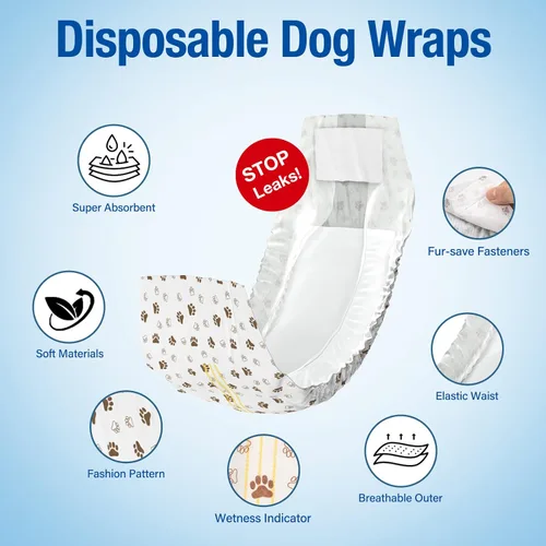 Miniatura 2 de Pañales desechables para perros machos Pet Soft - Envolturas masculinas desechables con indicador de humedad, pañales para perros súper absorbentes