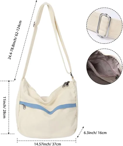 Miniatura 3 de WantGor Bolso cruzado de lona para mujeres y hombres, bolso grande de hombro, bolso de mano de trabajo, bolso casual