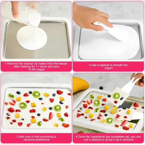 Miniatura 7 de Máquina de helados instantáneos, máquina de helados enrollados, placa de yogur congelado, rollo instantáneo de gelato instantáneo, hecho en casa