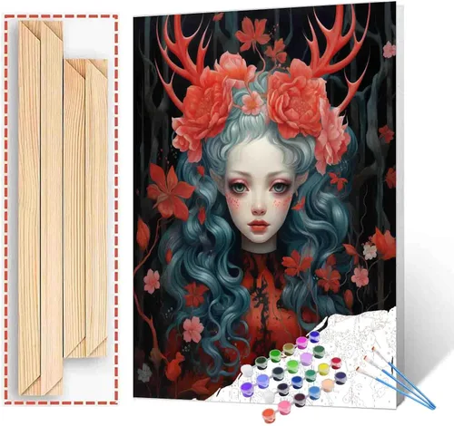 Miniatura 9 de Exquisitas muñecas y mariposas DIY pintura por números para adultos principiantes, estilo único, pintura de flores por número sobre lienzo con Obras