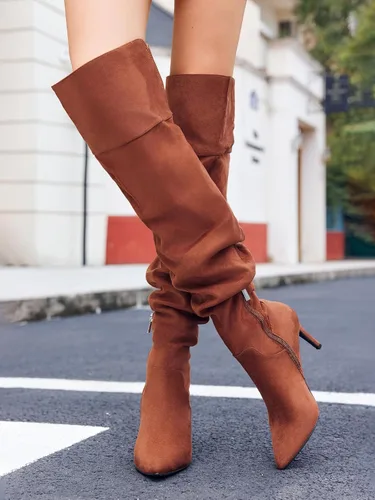 Miniatura 3 de Coutgo Botas por encima de la rodilla para mujer, con puntera alta hasta el muslo, tacón alto, estilo holgado, tacón alto, largo, sexy, zapatos