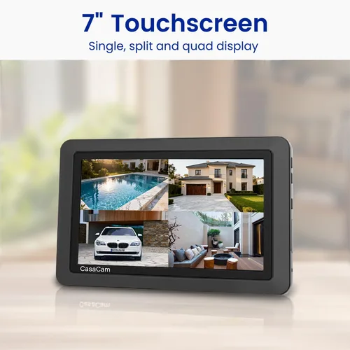 Miniatura 5 de CasaCam GuardianCam Air Sistema de cámara de seguridad inalámbrica con monitor de pantalla táctil de 7 pulgadas y 2 cámaras de 720p Alimentado