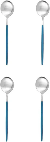 Miniatura 24 de Cuchara de té mate, cubiertos de acero inoxidable para café, vajilla pequeña agitadora de 5.11 pulgadas, color negro