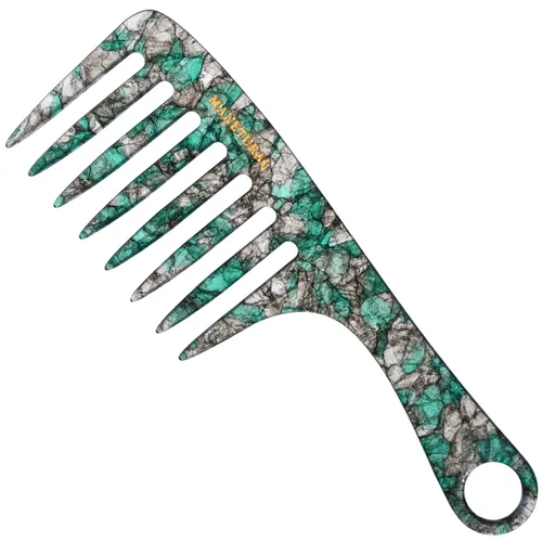 Miniatura 15 de D1 Peine de mango de dientes anchos para cabello rizado Eleva, conserva el rizo, suaviza el cabello. Peine de acetato (morado brillante)
