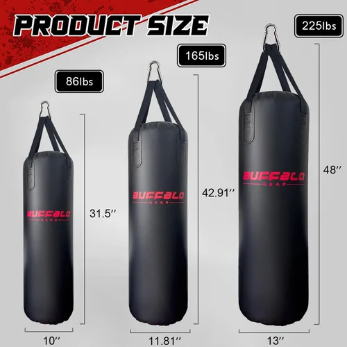Miniatura 4 de Buffalo Gear Saco de boxeo de agua pesada, 225 libras, 165 libras, 86 libras, saco de boxeo ajustable para kickboxing, boxeo, gimnasio