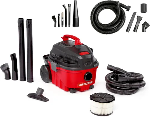 CRAFTSMAN CMXEVBE17040 Aspiradora para Seco y Húmedo de 4 Galones, 5.0 HP Máximo, Aspiradora de Taller Portátil para Seco y Húmedo con Filtro,