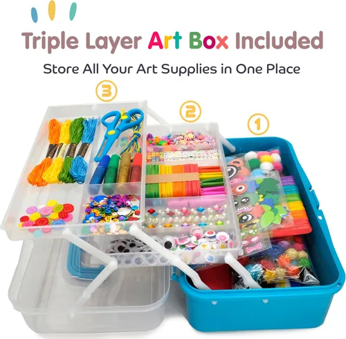 Miniatura 4 de Olly Kids Biblioteca de kits de manualidades en una caja organizadora de plástico para manualidades, suministros de arte y manualidades para niños