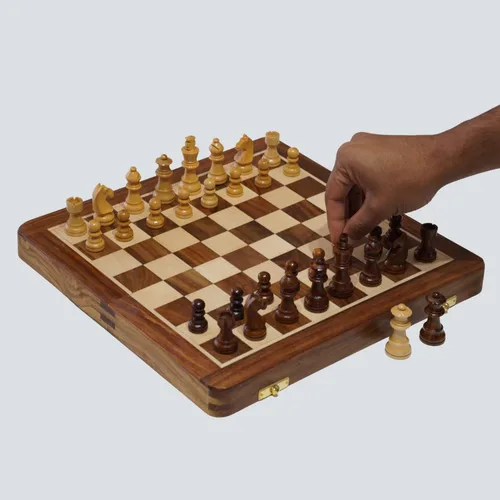 Hastha Kalalu Juego de ajedrez, juego de ajedrez y tablero de madera mejorado, calidad premium, serie de torneos estilo Staunton, hecho a mano,