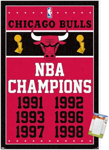Miniatura 10 de Trends International NBA Chicago Bulls - Póster de pared de Champions 13, 14.725 x 22.375 pulgadas, versión premium sin marco