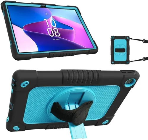 Funda para niños para Lenovo Tab M10 Plus 3ª generación de 10.6 pulgadas, correa de mano con soporte giratorio para niños, a prueba de golpes, para