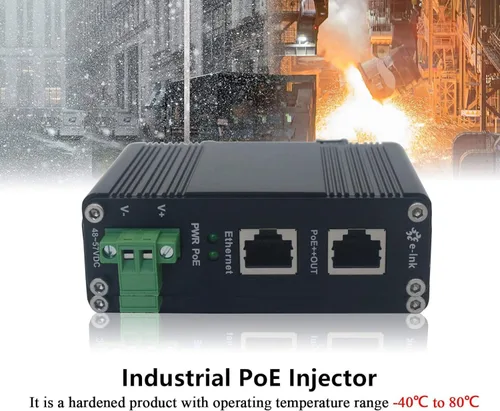 Miniatura 5 de E-link Inyector industrial Gigabit PoE++ 48V DC PoE++ 95W hasta 328.1 ft Salida Montaje en carril DIN endurecido Adaptador PoE de alta potencia