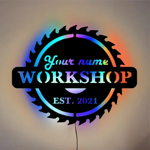 Miniatura 11 de Letrero de garaje con nombre personalizado, herramientas de reparación de luz, arte de pared, taller, reparación mecánica, lámpara de neón para papá