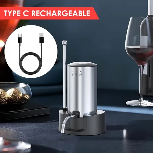 Miniatura 8 de Vinflow - Decantador eléctrico para vino, decantador de vino eléctrico recargable con vertedor, boquilla de aireador de vino medido con base y modos