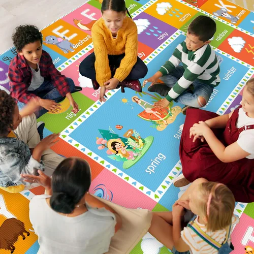 Miniatura 29 de ABC - Alfombra educativa del alfabeto, alfombra de juego de 4 x 6 pies para niños, sala de juegos, tapete antideslizante para niños y niñas Alphabet