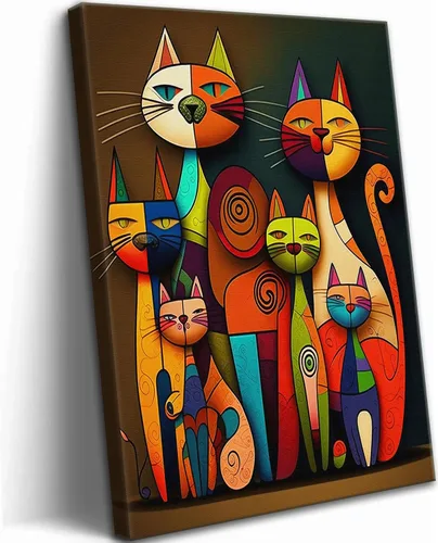Miniatura 13 de Divertido Arte de Pared de Baño de Gato Negro en Lienzo Arte de Pared de Gato Abstracto con Imagen de Papel Higiénico Decoración de Pared Póster