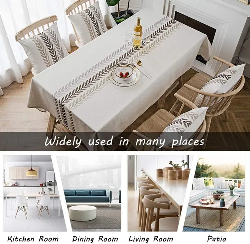 Miniatura 5 de Cotton Linen Striped Tablecloth/Tablecloth with Tassel Grey Rectangle/Oblong 140 x 178 cm
