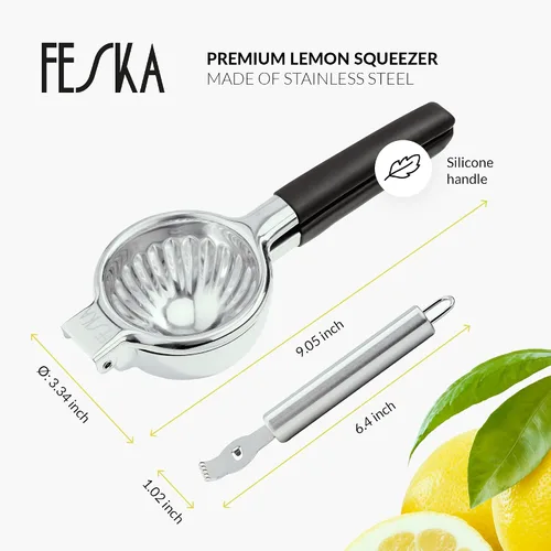 Miniatura 2 de Exprimidor de limón de acero inoxidable - Exprimidor de cítricos de primera calidad - Exprimidor de lima para jugo sin semillas - Exprimidor de mano