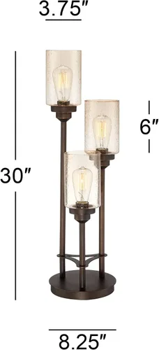 Miniatura 4 de Franklin Iron Works Libby - Lámpara de mesa moderna industrial rústica de 30 pulgadas de alto, tamaño completo, metal de bronce, 3 luces LED