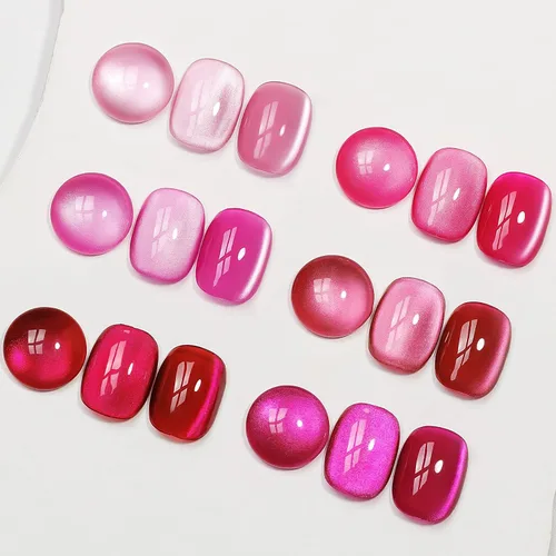 Miniatura 20 de MIZHSE Esmalte de uñas de gel de ojo de gato de 8 colores, juego de esmaltes de gel magnético con purpurina con barra magnética, holográfico Gel