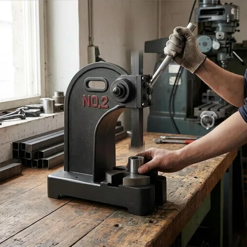 2 Ton Arbor Press, Heavy-Duty Manual Desktop Press, 8.5in Work Height, Hand Wheel Arbor Press with Reversible Ram & Removable Anvil, Cast Iron