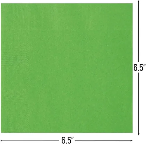 Miniatura 2 de Servilletas de papel sólido verde lima, 6.5 x 6.5 pulgadas (20 unidades), diseño elegante y duradero, perfectas para fiestas, eventos y celebraciones