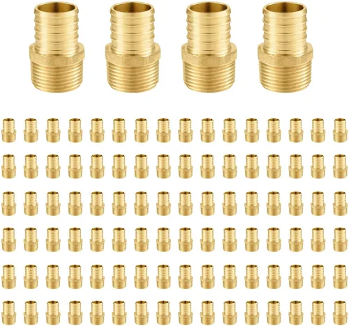 Miniatura 15 de Paquete de 5 accesorios Foskan PEX, adaptador macho NPT de 1 pulgada a 1 pulgada, accesorios de engarce de púas de latón para manguera de agua de RV