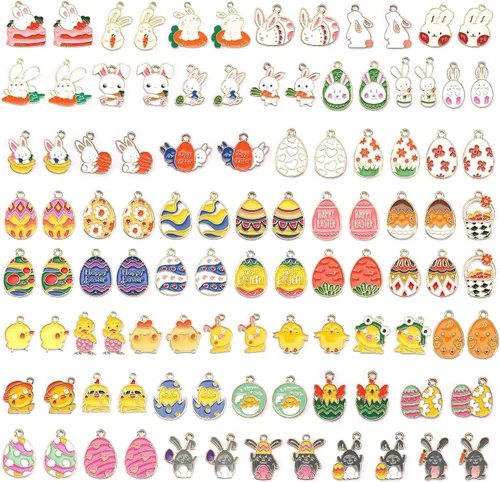 Miniatura 24 de SANNIX 110 piezas 55 pares de dijes de Halloween esmaltados dorados para Halloween, aretes, pulseras, collares, manualidades