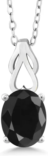 Miniatura 9 de Gem Stone King Collar de plata de ley 925 con piedra natal ovalada de 0.354 x 0.276 in Collar con colgante solitario para mujer Con cadena