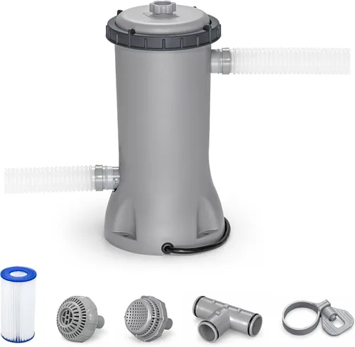 Bestway Flowclear - Cartucho de bomba de filtro de agua para piscina sobre el suelo, 530 galones por hora, 120 voltios con temporizador de apagado