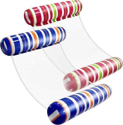 Miniatura 10 de Flotadores de piscina para adultos, paquete de 3 flotadores inflables para piscina, hamaca de agua con malla, esenciales para vacaciones en la playa