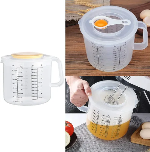 Miniatura 8 de Dsxnklnd Taza medidora de 2.5L para hornear con tapa, taza de mezcla de plástico transparente, 6.18 x 6.96 x 1.73 pulgadas