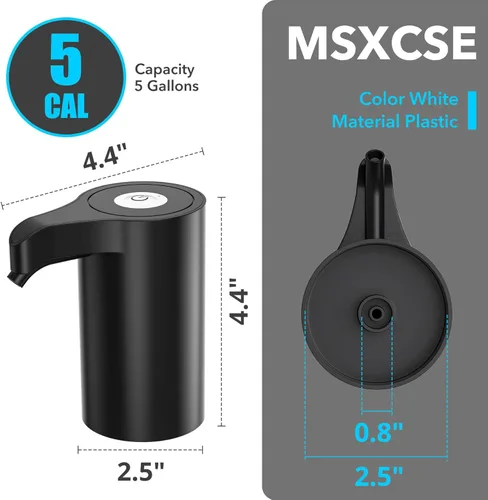 Miniatura 2 de Dispensador automático de agua portátil de 5 galones, bomba eléctrica universal para botella de agua, recargable por USB, con 2 siliconas