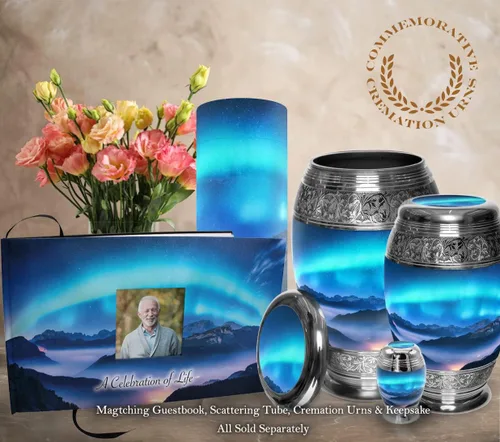 Miniatura 6 de Aurora Borealis Urna de cremación para cenizas para adultos, hombres y mujeres, Urnas de cremación personalizadas para cenizas humanas, urnas