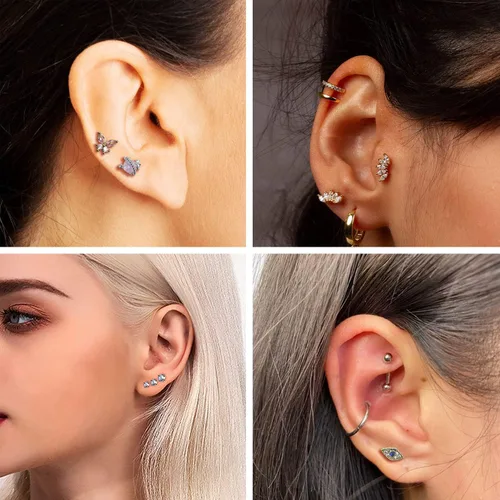 Miniatura 4 de UBOORY Aretes de cartílago, aretes hipoalergénicos, joyería de piercing para tragus, aretes de daith, aretes de hélice, joyería de piercing