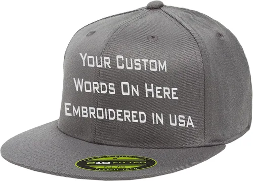 Miniatura 6 de Sombrero personalizado Flexfit 210 Personalizar Añadir su propio texto Bordado Flatbill