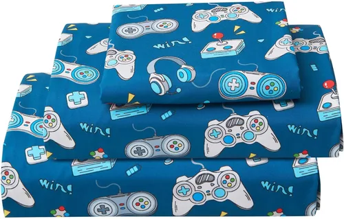 Miniatura 36 de Softan Juego de sábanas para niños, juego de sábanas individuales de 3 piezas, sábana bajera de microfibra con correas de esquina, transpirable