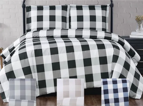 Miniatura 5 de TRULY SOFT Everyday Buffalo - Juego de edredón de 2 piezas de poliéster negro a cuadros, tamaño individual XL, para hombres y mujeres, certificado