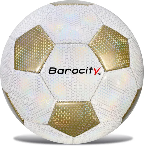 Miniatura 21 de Balón de fútbol premium para niños y niñas, balón oficial de partido con patrón hex arcoíris reflectante, duradero, para interiores, exteriores, Azul