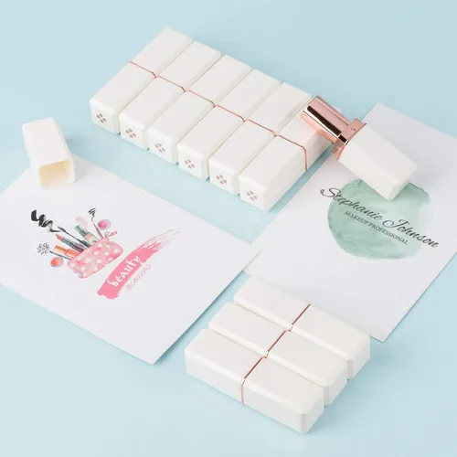 Miniatura 3 de Allwon 10 tubos de lápiz labial vacíos blancos DIY contenedor de bálsamo labial (tubo cuadrado), Blanco, Tubo cuadrado blanco