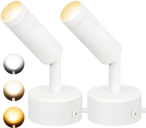 SUNVIE Focos LED para Interiores 3W Luces Ascendentes Con Función de Memoria 3000K/4000K/5000K 120V Regulables Iluminación Ascendente para Foco de