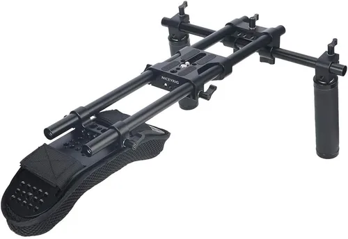 Miniatura 8 de NICEYRIG Sistema de soporte de plataforma de hombro de 0.591 in con soporte de placa base elevadora, kit de mango de barra y riel de varilla