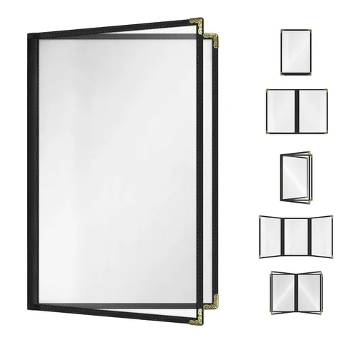 Miniatura 35 de Goodsmart - Fundas para menú de restaurante, paquete de 25 unidades, color negro, 2 vistas, soportes para menú de carga superior, cubiertas