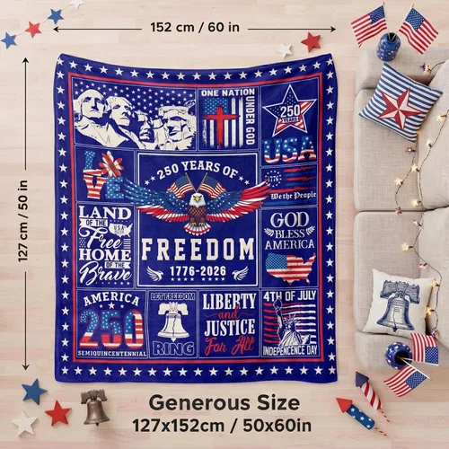 Miniatura 3 de 4th of July Throw Blanket for Couch Sofa Bed, Cozy Flannel Independence Day Patriotic Blankets and Throws 250 Anniversary USA Merchandise Gifts