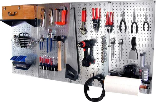 Miniatura 4 de Wall Control Pro-Grade Metal Pegboard Organizador Galvanizado Herramientas Junta Paneles con Accesorios Negros