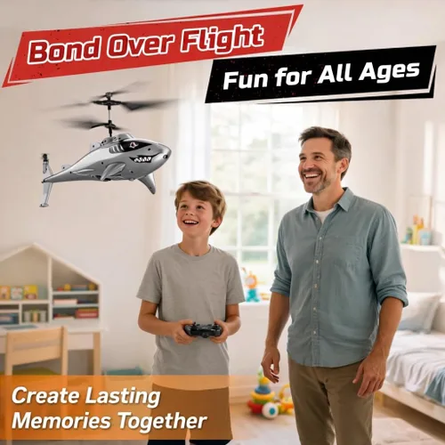 Miniatura 6 de DEERC Helicóptero de control remoto para niños y adultos, helicóptero RC Shark con retención de altitud, despegue/aterrizaje con una tecla, luces