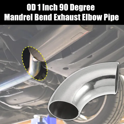 Miniatura 2 de X AUTOHAUX 2 piezas OD 1 pulgada 90 grados 1.2mm de espesor codo curvo de mandril SS304 tubo curvado de acero inoxidable codo de tubo de escape