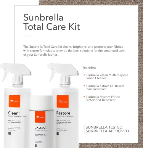 Miniatura 2 de Sunbrella Kit de cuidado total Limpia, protege y restaura tela y tapicería Paquete de limpiador de telas, removedor de manchas y protector 16