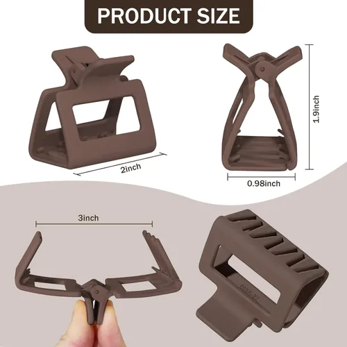 Miniatura 3 de Paquete de 6 pinzas para el cabello para mujeres y niñas, rectángulo mediano de 2 pulgadas, pinzas pequeñas para cabello fino o grueso medio