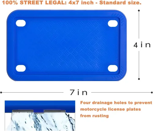 Miniatura 4 de XCLPF Marcos de matrícula de silicona para motocicleta, soporte para matrícula de motocicleta de 4x7 pulgadas, placa trasera para motocicleta a Azul